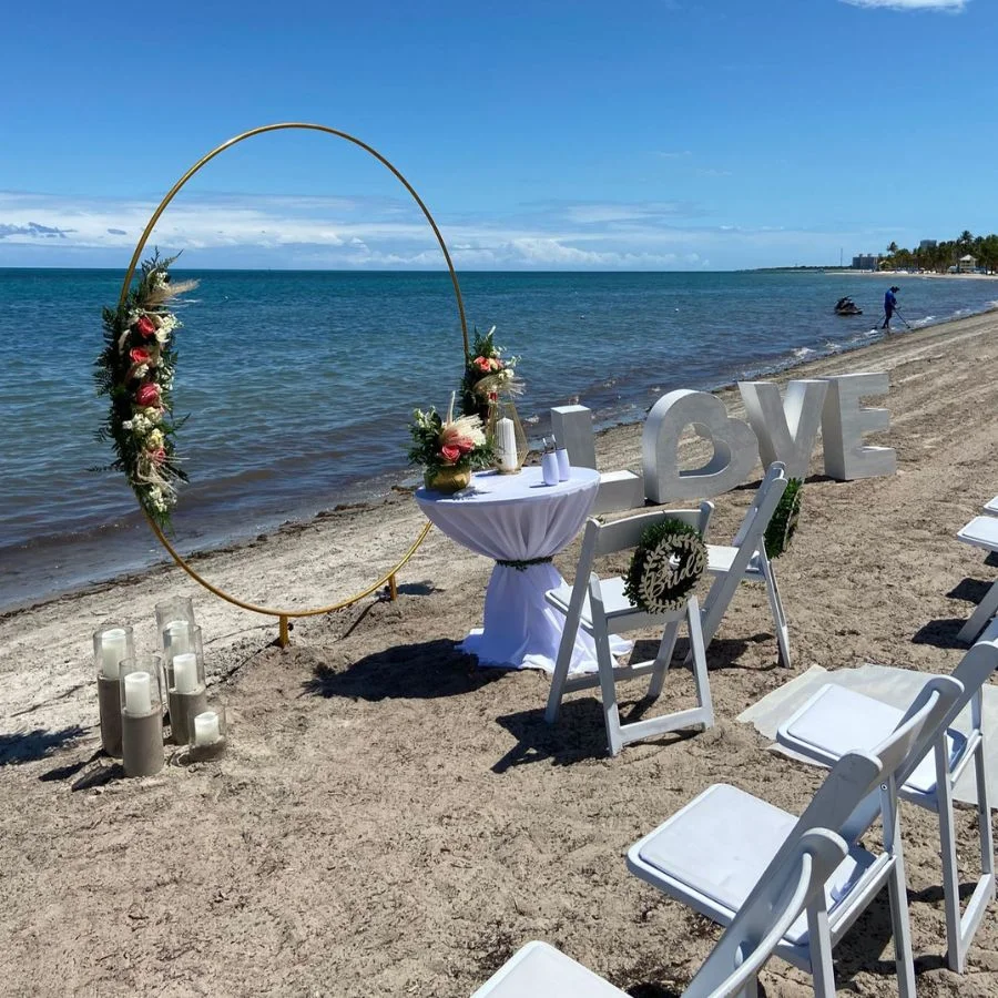 Party rental Business - Outdoor Beach Wedding Decor - Altar Side View